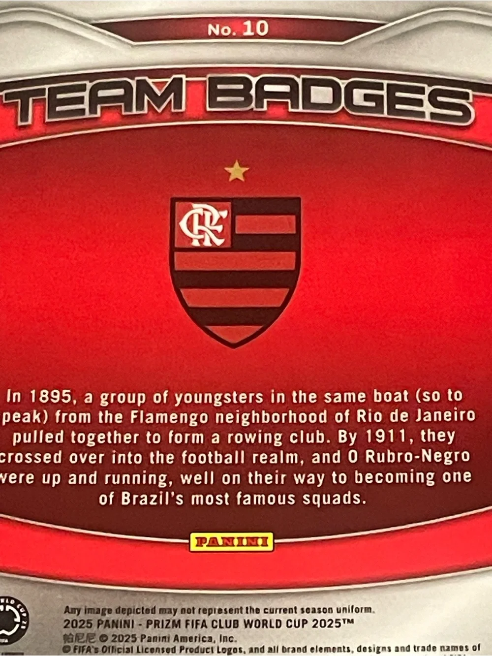 Panini Prizm 2025 FIFA Club World Cup Team Badges Flamengo Insert #10 Card